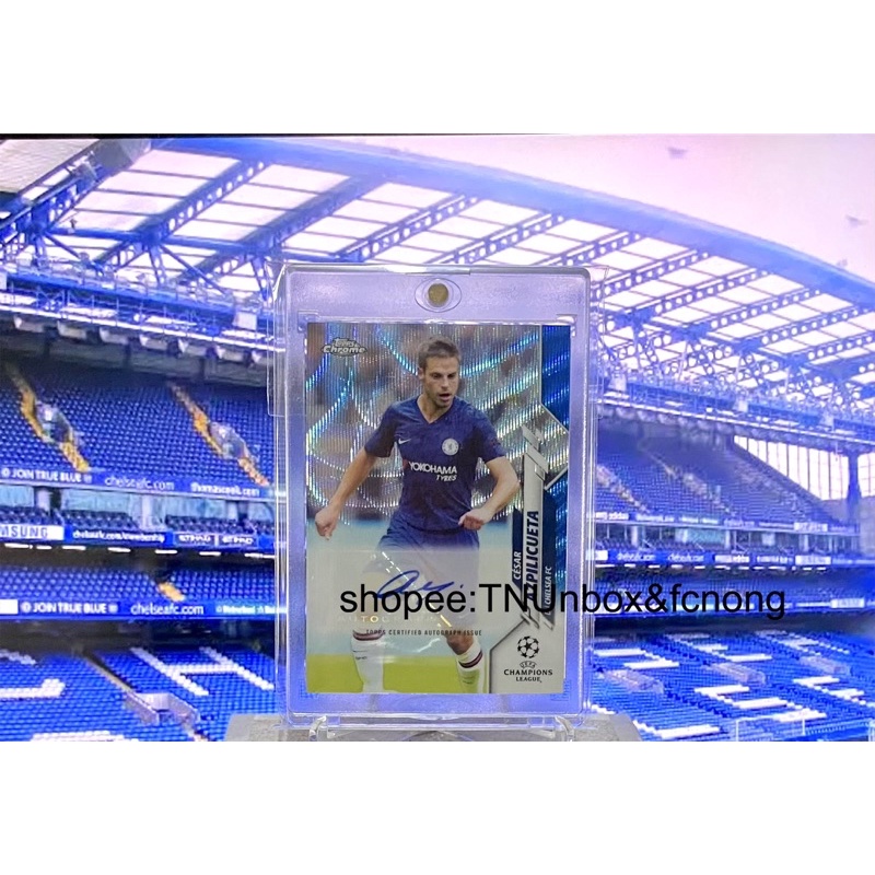 การ์ดลายเซ็นนักฟุตบอล 2019-20 Topps Chrome - Cesar Azpilicueta /75 Blue Wave