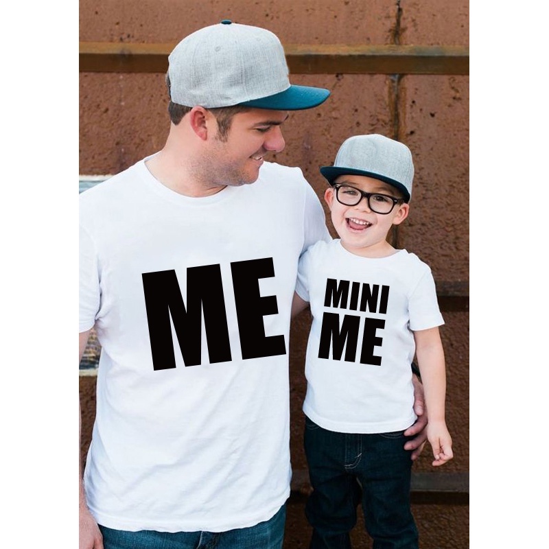 ME and MINI Little print t-shirt Family Matching Clothes Father Son Kids daddy Baby boy Look t shirts #1