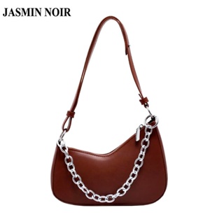 Jasmin NOIR กระเป๋าสะพายไหล่ กระเป๋าถือ หนัง PU แต่งสายโซ่คล้อง สําหรับสตรี