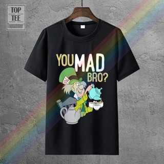 เสื้อเชิ้ต อลิซในแดนมหัศจรรย์ Mad Hatter U Mad Bro เสื้อยืดสีดําตลกเชสเชียร์แมว S-6Xl