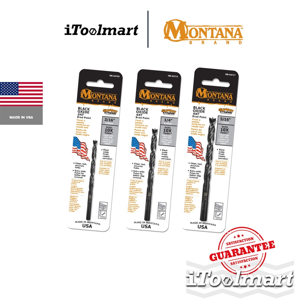 MONTANA X29 BLACK OXIDE ดอกสว่านเจาะไม้ มีขนาดให้เลือก 3/8 นิ้ว 9.5 mm - 1/2 นิ้ว 12.7 mm