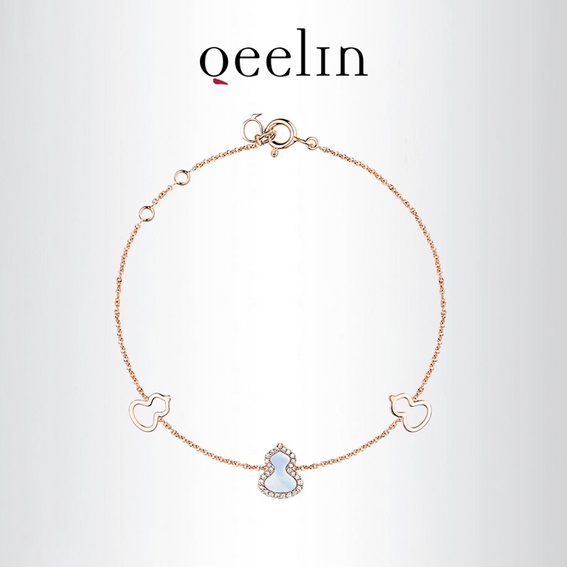 ของขวัญแฟชั่น Qeelin Kirin Petite Wulu Rose Gold Diamond Mother-of-Pearl Gourd Bracelet