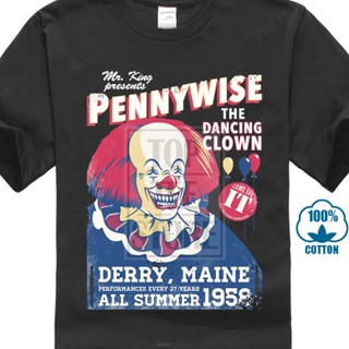 เสื้อยืดผ้าฝ้ายพิมพ์ลายคลาสสิก Sanc6 [XS-4xl] เสื้อยืดแขนสั้น พิมพ์ลาย Pennywise Dancing Clown Stephen King It Ballon 10