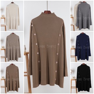 อก 42-50 นิ้ว / 6 สี (พร้อมส่ง) เดรสไหมพรม เดรสไหมพรมสั้น ผ้าร่อง ตกแต่งกระดุม รุ่น Mapeen Kradoom Short Dress