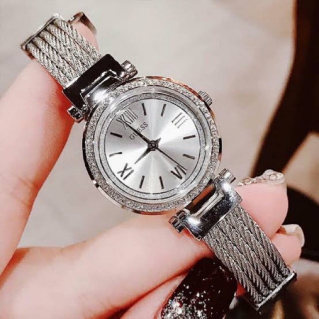 (ผ่อน0%) นาฬิกา GUESS Women's Quartz Stainless Steel Casual Watch, Color:Silver-Toned U1009L1 สีเงิน สแตนเลส