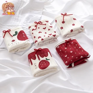 กางเกงในเอวต่ำ 🍓ลายสตอเบอรี่สีหวาน🍓 กางเกงในแฟชั่น ผ้าคอตคอน เนื้อนิ่ม พร้อมส่ง CS013