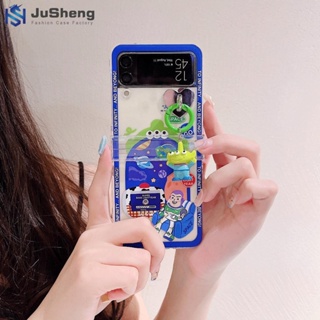 Jusheng เคสโทรศัพท์มือถือแฟชั่น ลาย Buzz Lightyear Three-Eyed Boy (เคส+จี้) สําหรับ Samsung Z Flip4 Z Flip3