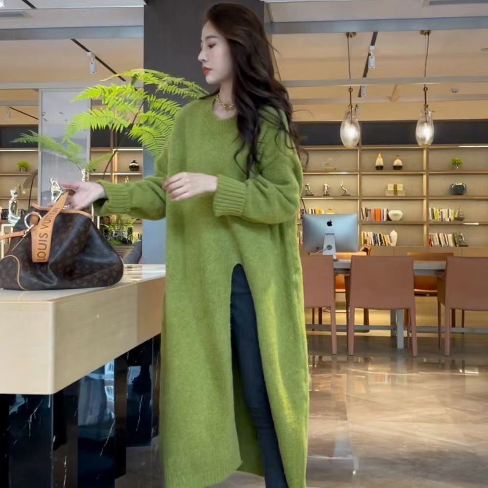 ชุดเดรสกันหนาวแขนยาวลําลอง ผ้าวูล สีพื้น แฟชั่นฤดูใบไม้ร่วง และฤดูหนาว สไตล์เกาหลี สําหรับผู้หญิง