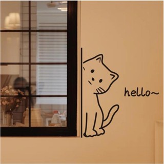 🍀helloแมวน่ารักไคลน์สีฟ้าสไตล์🍀 INS สติ๊กเกอร์ติดผนังสัตว์เล…