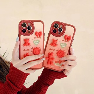 ✨ส่งเชือกเส้นเล็ก✨เคสไอโฟน 14 Pro Max 13 12 11 เคส for iPhone 14พลัส หมีเย็บ น่ารัก พกง่ายๆ การป้องกันการตก Case