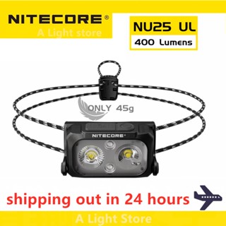 Nitecore NU25 UL 400 lumen ไฟหน้า แหล่งกําเนิดแสงสามดวง ชาร์จ USB-C สําหรับตั้งแคมป์กลางแจ้ง