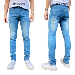 JEANSEXPRESS Skinny Winsmans Denim กางเกงยีนส์สกินนี่ชาย ผ้ายืด ใส่สบาย สีบลูฟอกซีด เป้ากระดุม Size 28-36