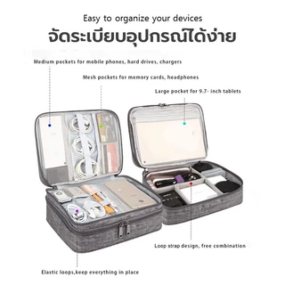 【พร้อมส่ง】กระเป๋าจัดระเบียบอุปกรณ์อิเล็กทรอนิกส์ 2ชั้น กระเป๋าอุปกรณ์มือถือ สายชาร์จ แบตสำรอง HDD เมาส์