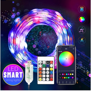 สายไฟหิ่งห้อย LED RGB USB ยาว 10 เมตร สําหรับตกแต่งต้นคริสต์มาส ปีใหม่ งานแต่งงาน ห้องนอน กลางแจ้ง 2023