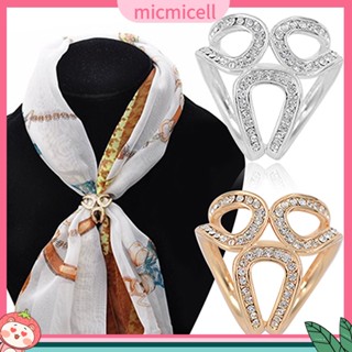 (micmicell) Rhinestone Garland Hoop Twine Brooch Silk Scarf Clip Buckle Holder Jewelry Gift