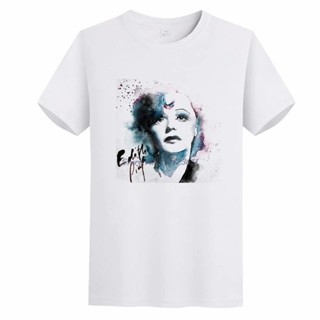 เสื้อเด็กหญิง Edith Piaf นักร้องฝรั่งเศสเพลงแปลกใหม่ผู้ชายผู้หญิง Unisex ผ้าฝ้ายย้อนยุคแขนสั้นเสื้อยืดแขนสั้น Streetwear