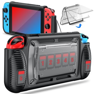 เคสป้องกัน กันกระแทก พร้อมช่องใส่การ์ดเกม 7 ช่อง อุปกรณ์เสริม สําหรับ Nintendo Switch