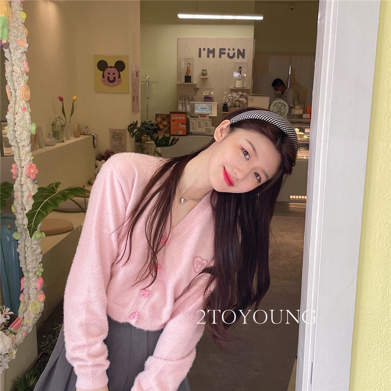 2TOYOUNG เสื้อคลุม เสื้อไหมพรม คาร์ดิแกน สไตล์เกาหลีเรโทร นุ่ม และสบาย OC2105