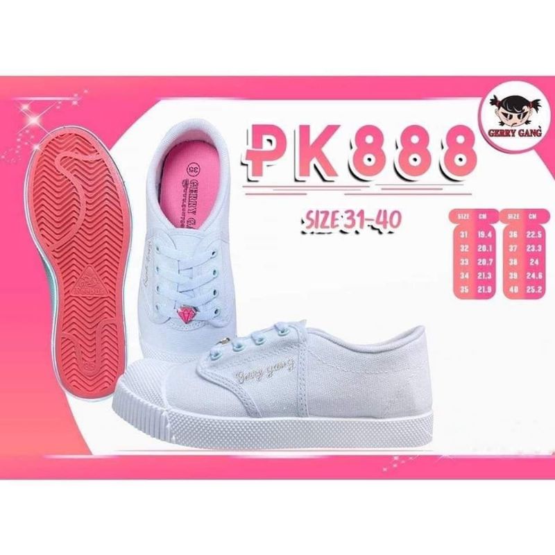 รองเท้านักเรียนหญิง Gerry gang PK888 รองเท้าผ้าใบนักเรียน ผ้าใบผูกเชือก
