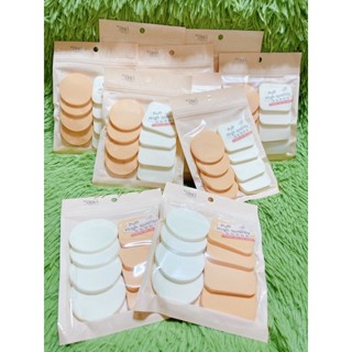 พัฟฟองน้ำแต่งหน้า แบบสี่เหลี่ยม/แบบวงกลม คละสี 2สีในแพ็ค บรรจุ8ชิ้น/แพ็ค