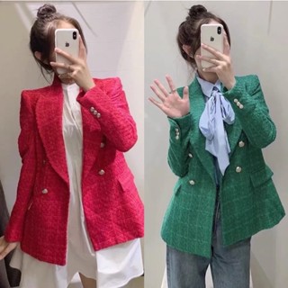 Blazer เบลเซอร์ผ้าทวิต เบลเซอร์สีเขียว เบลเซอร์ผ้าชาแนลเรียบหรู