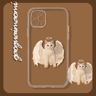 Cute angel cat เคสไอโฟน iPhone 7 8 se2020 โปร่ง 12 14 pro เคส 13 11 pro max 8 7plus case Xr Xs X max 8พลัส cover นิ่ม