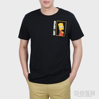 DOSH:MENS T-SHIRTSเสื้อยืดคอกลม แขนสั้น สีดำ ผู้ชายและผู้หญิง XS-XL THE SIMPSONS รุ่นDSIMT5036-BL