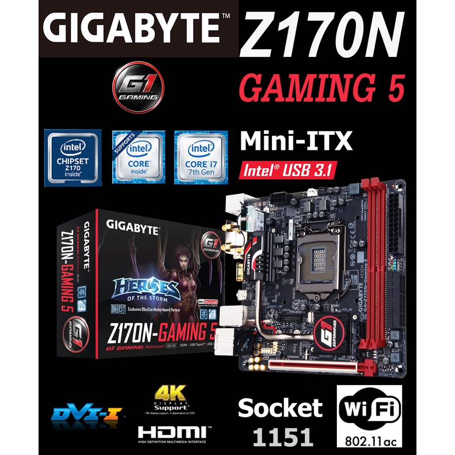 Mainboard INTEL GIGABYTE Z170N-GAMING 5 (Socket 1151) มือสอง พร้อมส่ง แพ็คดีมาก!!! [[[แถมถ่านไบออส]]
