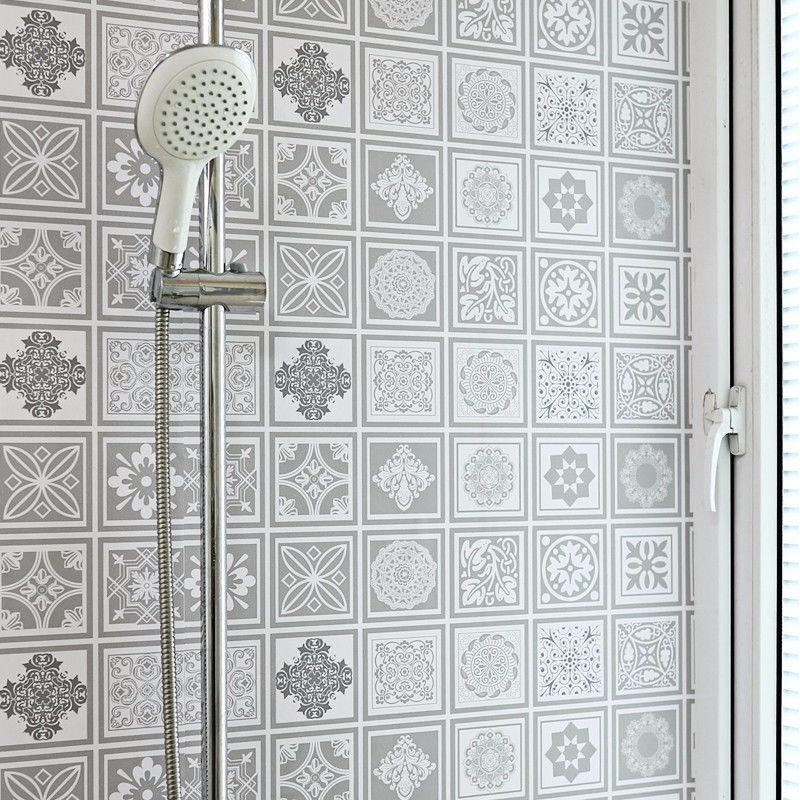 สติกเกอร์ติดผนังห้องน้ํา กันน้ํา / วอลล์เปเปอร์ห้องน้ํา แบบหนา มีกาวในตัว / สติกเกอร์กระเบื้องไวนิล กันน้ํามัน สําหรับห้องครัว