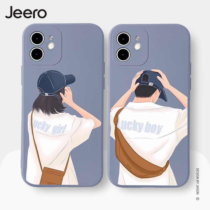 Jeero เคสคู่ เคสไอโฟน คู่รัก กันกระแทกซิลิโคนนุ่มการ์ตูนตลก เคสโทรศัพท์ Compatible for iPhone 16 15 14 13 12 11 Pro Max SE 2020 X XR XS 8 7 Plus พลัส HFE1485