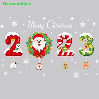 Newsandthen 2023 ปีใหม่ คริสต์มาส กันน้ํา สติกเกอร์ติดผนัง หน้าต่าง ตกแต่งคริสต์มาส ดี