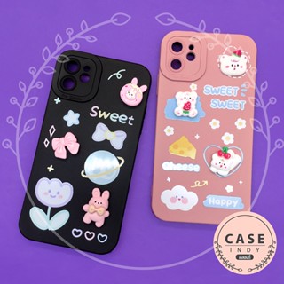 Oppo A15 A16  A54 A57(5G) A74  A94เคสมือถือนิ่ม TPU กันเลนส์กล้องนูนลายการ์ตูน ติดอะไหล่หมี กระต่ายน่าร