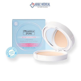 Exp:25/10/25 PharmaPure Young Natural Powder แป้งป้องกันสิว 1 ตลับ 11.5g -รุ่นใหม่ แป้งบำรุงผิวป้องกันสิว