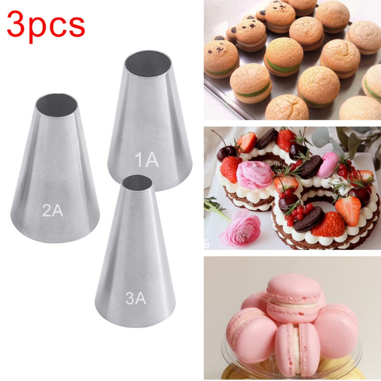 หัวบีบครีมเค้ก หัวบีบแบบกลม หัวบีบสแตนเลส เบอร์ 1A,2A,3A R16L R18L R20L R22L หัวบีบกลม Round Tubes