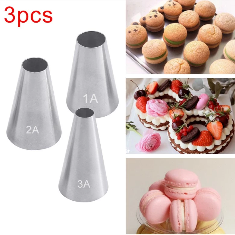 หัวบีบครีมเค้ก หัวบีบแบบกลม หัวบีบสแตนเลส เบอร์ 1A,2A,3A R16L R18L R20L R22L หัวบีบกลม Round Tubes