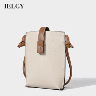 IELGY กระเป๋าสะพายข้าง หนัง เรียบง่าย เข้ากับทุกชุด ใส่โทรศัพท์มือถือได้ สําหรับผู้หญิง