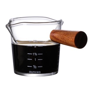 100ml Home Multifunctional With Wooden Handle High Borosilicate Glass Double Spout Espresso Measuring Cup