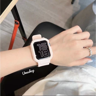 สาย+เคส สําหรับวอช 8 7 6 5 4 3 ขนาด 38/40/41 ขนาด 42/44/45 ใช้กับ smart watch ได้ พร้อมส่ง 4สี ice