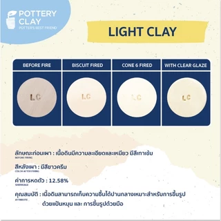 ดินปั้นเซรามิค Lightclay 10 kg ดินเหนียวธรรมชาติ เนื้อดินละเอียด ดินปั้นนโมเดล สามารถปั้นมือและแป้นหมุน
