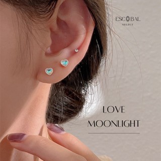 ESCOBAL✨ต่างหูเพชรเปลี่ยนสี LOVE MOONLIGHT ต่างหูเงินแท้ ต่างหูหัวใจ ต่างหูแฟชั่น ตุ้มหูเงินแท้ ต่างหูเกาหลี ต่างหูเท่ๆ