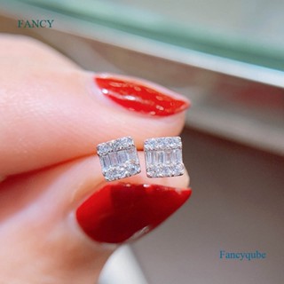 Fancy Dainty Cubic Zirconia ต่างหูสตั๊ด ทรงเรขาคณิต เครื่องประดับแฟชั่น สําหรับผู้หญิง