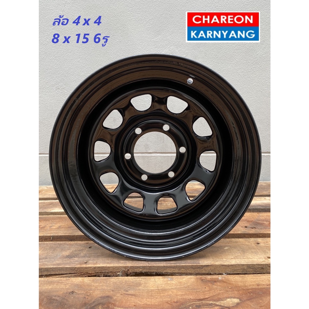 ล้อ 4x4 ขนาด 8x15 นิ้ว 6รู CB108 Black Offset -25 จำนวน *1วง*