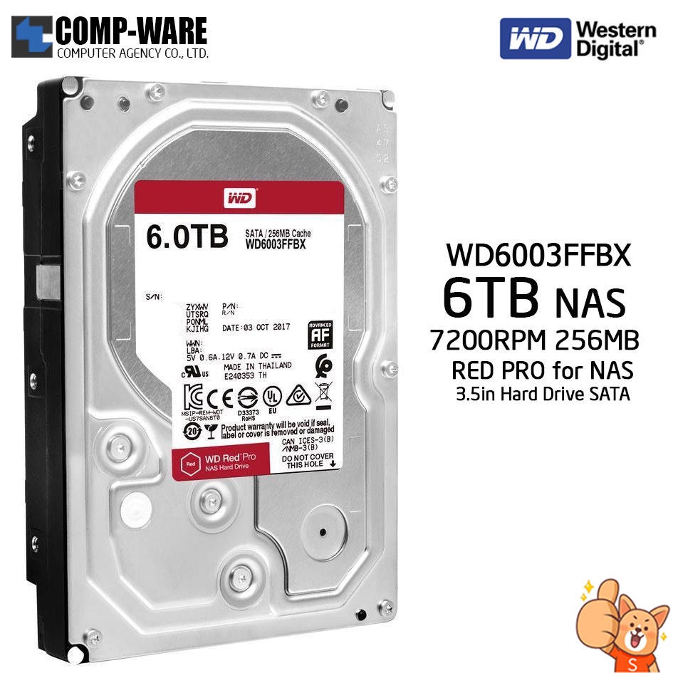 WD Red PRO 6TB NAS Hard Disk Drive - 7200RPM SATA 6Gb/s 256MB Cache 3.5Inch - WD6003FFBX (5Y Warranty)