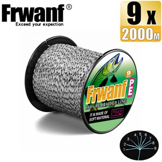 Frwanf สายเอ็นตกปลา แบบถัก PE X9 ยาว 2000 ม. 9 เส้น สีดํา และสีขาว