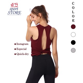 【ช้าง STORE】✨✨Sports Tank(CROSS BACK)เสื้อแขนกุดผู้หญิงออกกำลังกาย ด้านหลังแฉกซีทรูระบายเซ็กซี่นิดๆ สวยเก๋