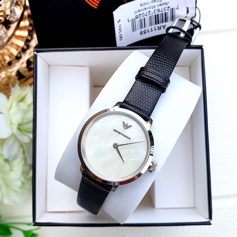 (ผ่อน0%) นาฬิกา Emporio Armani AR11159 Quartz White Mother of Pearl Dial Ladies Watch หน้าปัดขาวมุก 