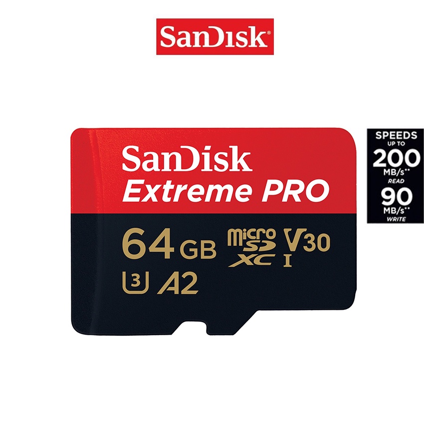 SANDISK แซนดิสก์ EXTREME PRO MICRO SDXC การ์ด รุ่น SDSQXCU-064G-GN6MA C10 64GB สีแดง-ดำ