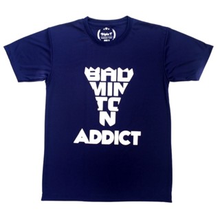 เสื้อยืดคอกลม ลาย BADMINTON ADDICT