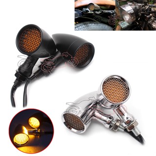 10mm Motorcycle Retro Indicator LED Turn Signal Lamp Brake Light Mesh Lens Cover Blinker for Harley Chopper Bobber Yamah