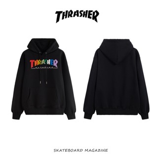 THRASHER Eyecatching Fashion Front Rainbow Letter Logo Print Versatile Comfortable Plush Hoodie